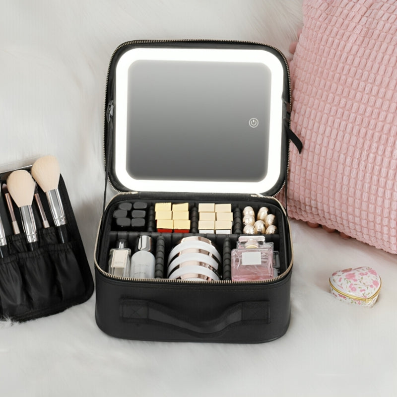 Cosmetic Travel Bag With LED Mirror