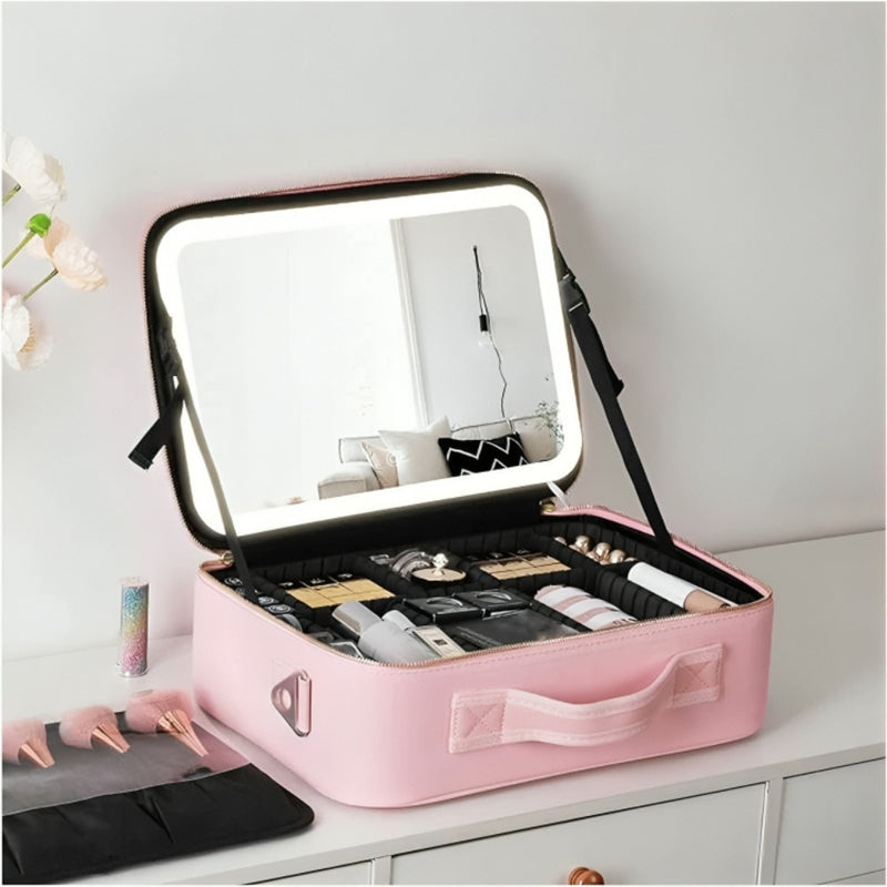 Cosmetic Travel Bag With LED Mirror